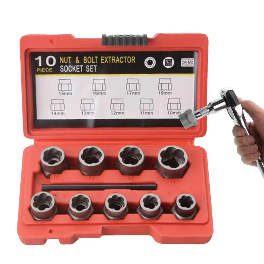 Bolt Remover And Extractor Alloy Steel Bolt Nut Remover Set Stripped Lug Nut Remover Bolts Extractor Tool Set Stripped Bolt