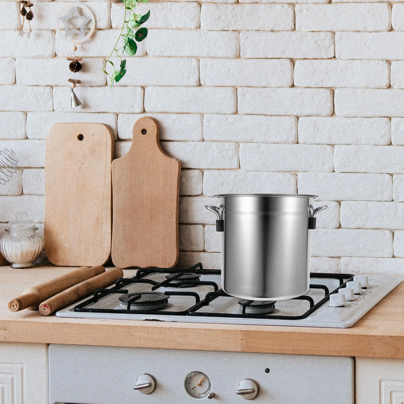 

Stainless Steel Soup Pot with Lid Large Capacity Stockpot Silver Multi-Functional Cooking Pots Kitchen Home Use Easy