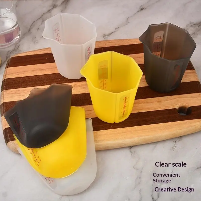 250ml Silicone Measuring Cup With Scale Transparent Measuring Cup Heat Resistant Soft Measuring Cup Baking Tool