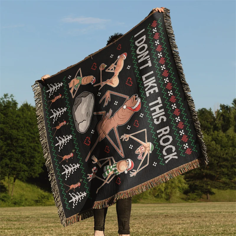 

Gaslight Gatekeep Girlboss I Don't Like This Rock Christmas Marcus The Worm Funny Meme Jacquard Fringed Woven Throw Blanket