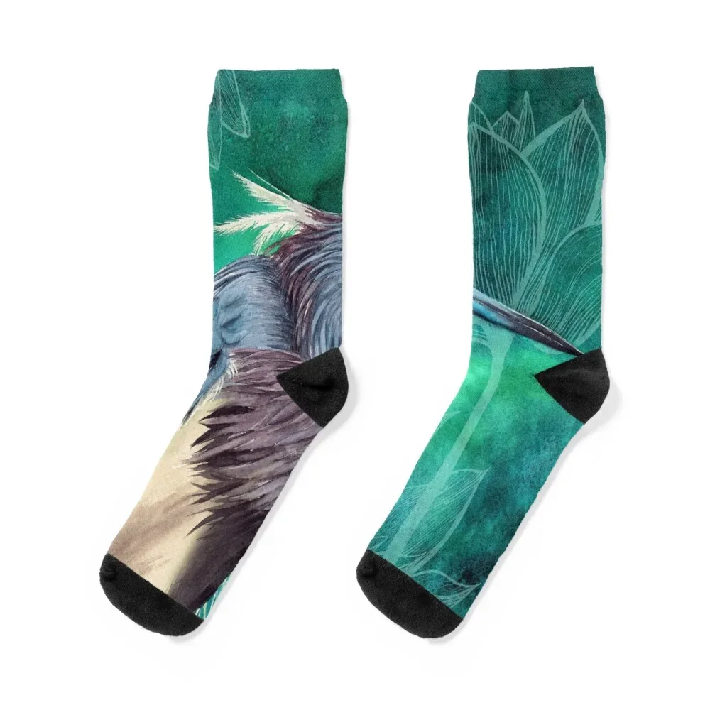 Watercolor tricolored heron Socks luxury Men's Socks For Women Men's