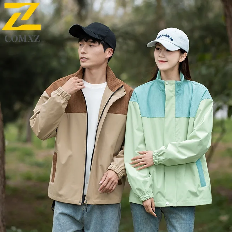 

COMXZ 2025 Мужская американская винтажная куртка-пилот с воротником-стойкой, свободная посадка, повседневная легкая ветровка в бейсбольном стиле на флисовой подкладке