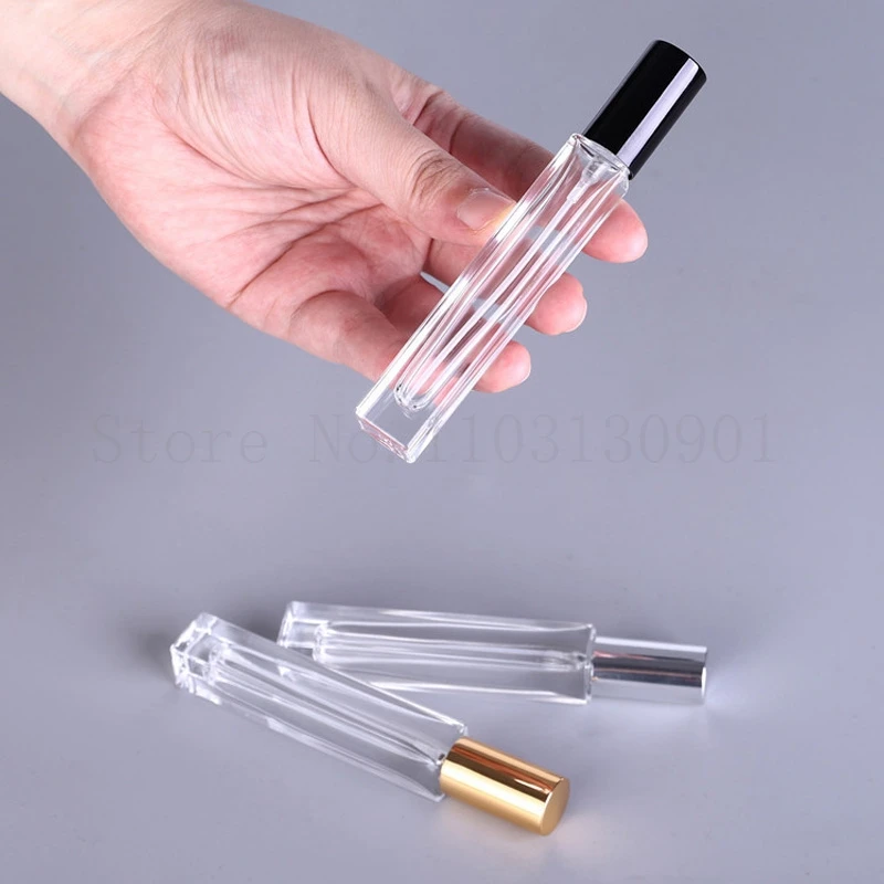 10ml Long Square and Round Glass Perfume Spray Bottle with Electrochemical Aluminum Nozzle