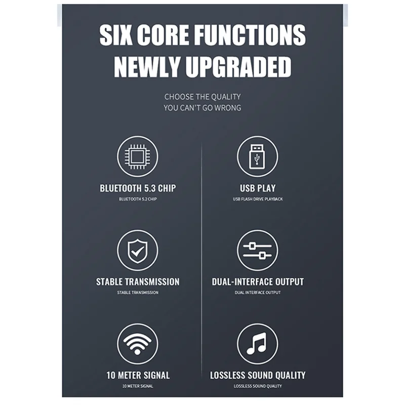 Ingenious-Neue 5.3-Version Bluetooth-Audioempfänger U-Disk-Musikwiedergabe Altes Stereo-zu-Wireless-Bluetooth-Adapter