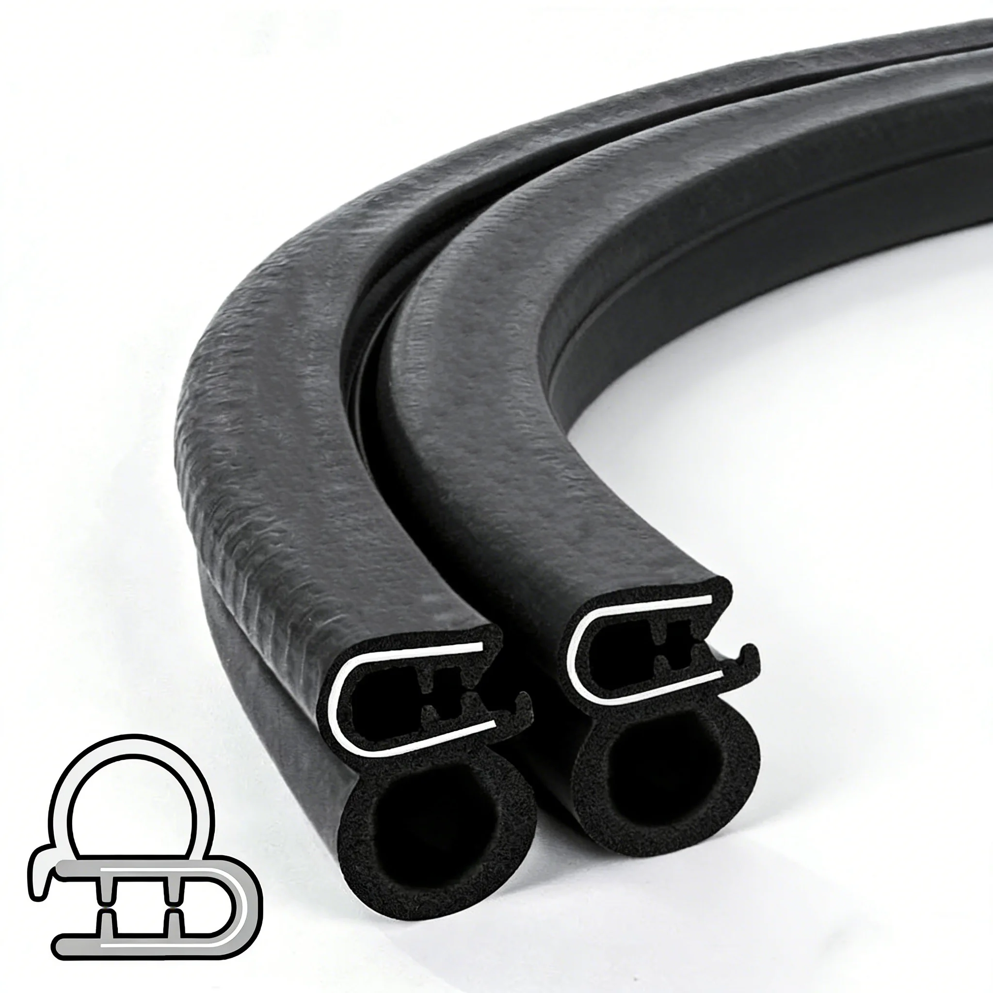 3m/5m Car Door Rubber Seal Strip Universal Soundproof Sealing Strips with Side PVC Bulb for Car Door Boat Home Sealants