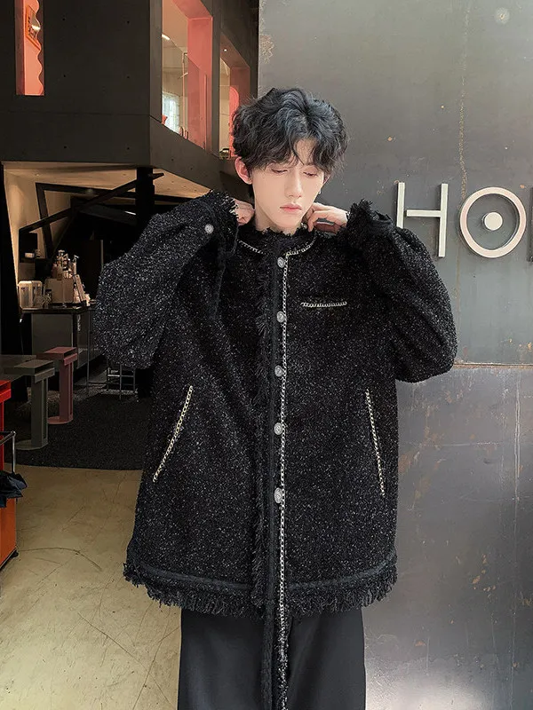 

Metal iny Tead Jaet Young Vitali Sle ort Length oulder Padded Woolen Coat for Men Warm Faion Urban ...