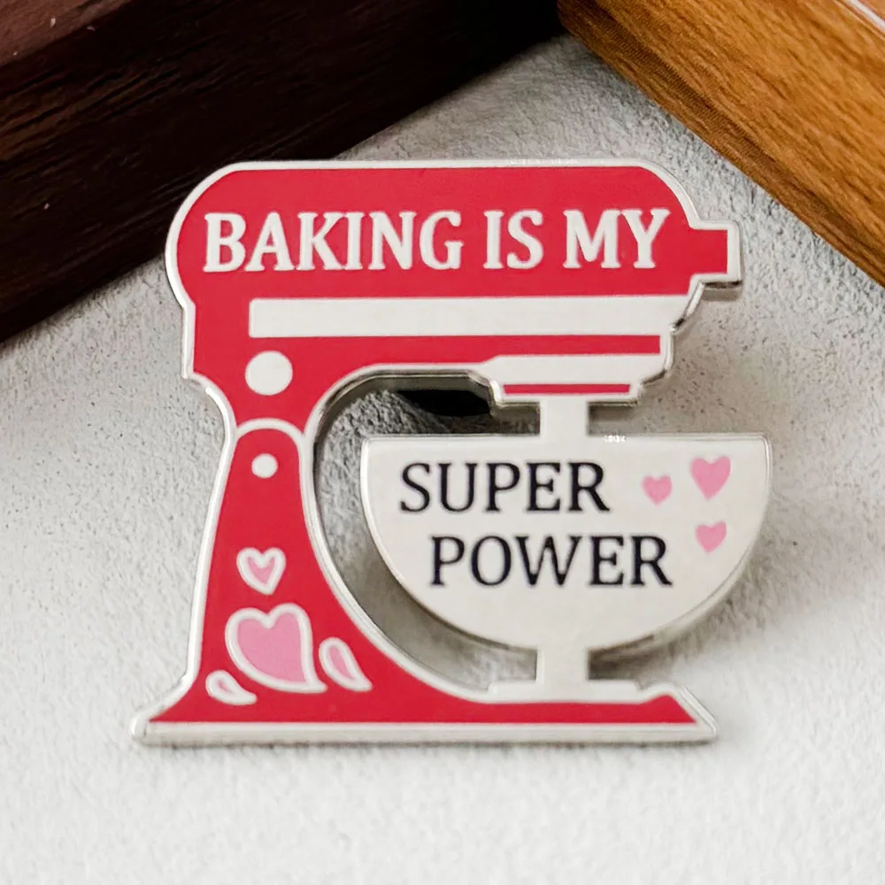 Baking Is My Superpower Beater Enamel Pin Fun Baking Quote Badge Cooking Logo Brooch Bakers Baking Enthusiast Decorations Gift