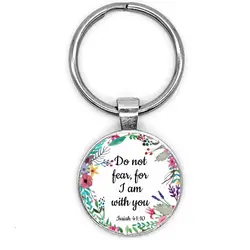 1PC Do Not Fear For l Am With You Keychains Bible Verse Key Chain Isaiah 41:10 Keychain Christian Jewelry Gift Reminder Key Ring