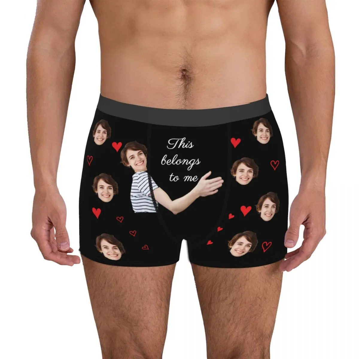 Man Valentine\'s Day Custom Funny Face Boxer Briefs Shorts Panties Soft Underwear Male Sexy Plus Size Long Underpants