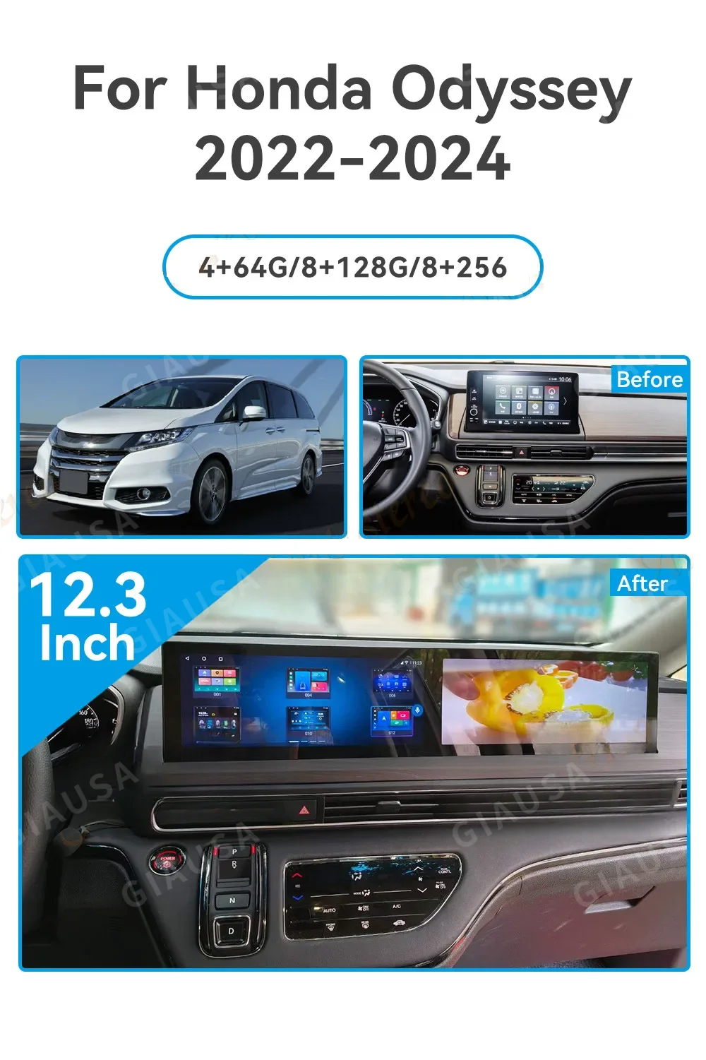 

Auto Radio CarPlay Android 14 For Honda Odyssey 2022-2024 Car Radio Multimedia Player GPS Navigation QLED Touch Screen Head Unit