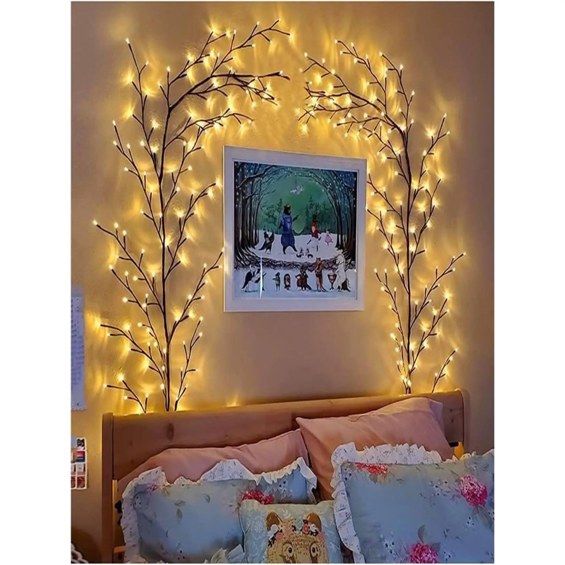 

Рождественская декоративная гибкая лампа-ветка для гостиной, спальни, декора стен, фона для кровати, украшения для свадьбы, праздников и торжеств