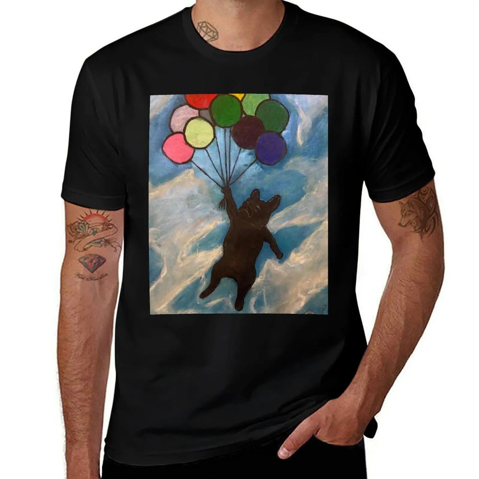 

Frenchie flight with clouds T-Shirt vintage graphic tee football t shirt vintage t shirts quick-drying fitted t shirts for men