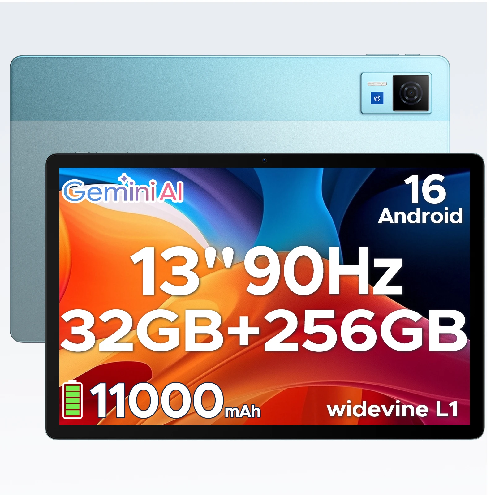 DOOGEE Android 16 U13 2-in-1 Tablet PC 13 inch 32GB (6 + 26) 256GB Gemini AI mAh Batterij Widevine L1 standaard Tablet PC Nieuw