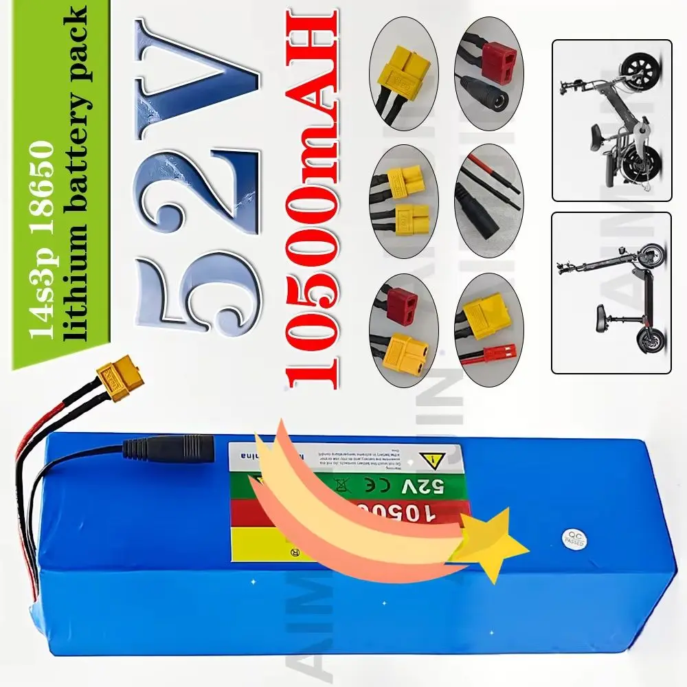 

Electric Scooter Lithium Battery 14S3P 52V 10.5Ah 18650 Battery Built-in BMS for 0-1000W Electric Motorcycle Scooter Battery
