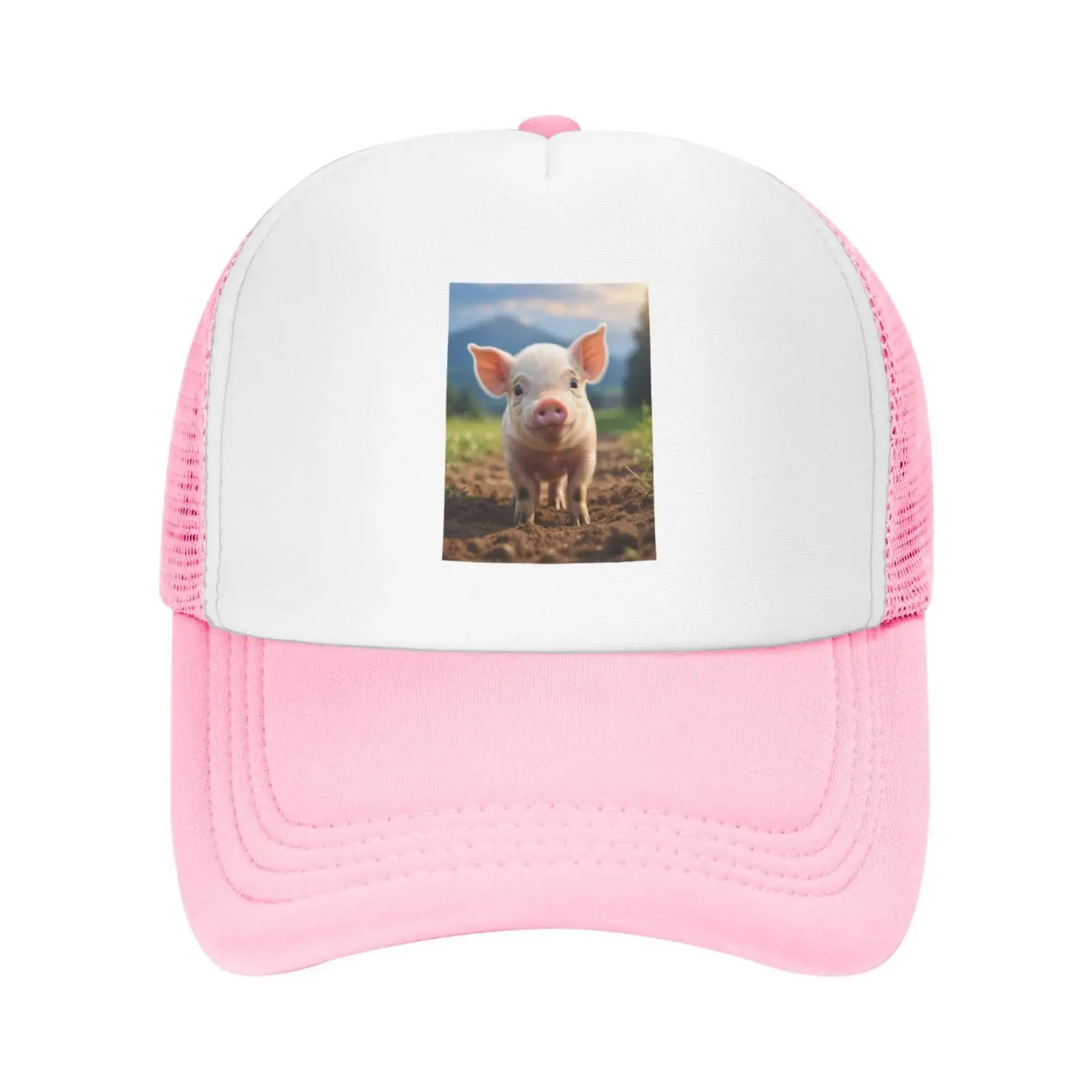 

Lovely Pig Printed Mesh Baseball Cap - Breathable Sun Protection Hat with Adjustable Girth