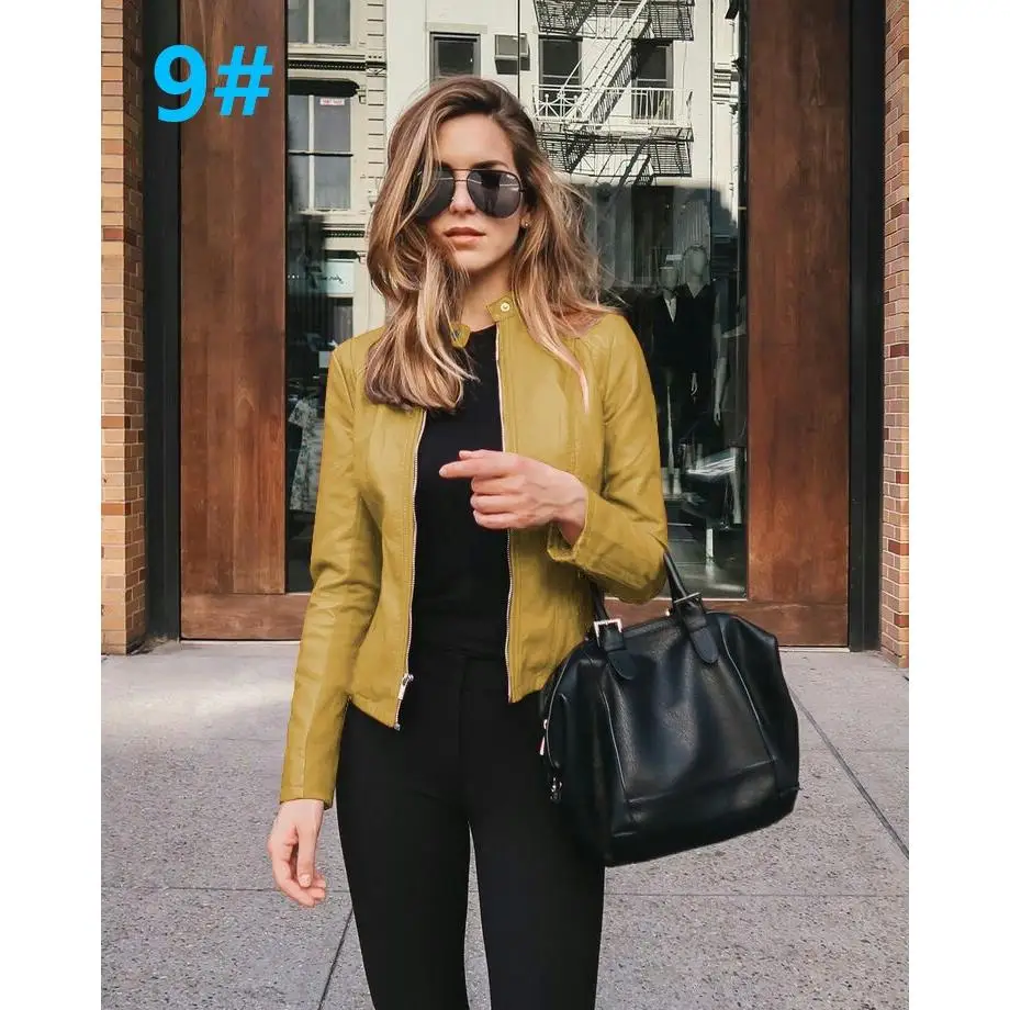 Faionable da donna in pelle PU Jaet piccolo cappotto capispalla Sli Ladies Biker Jaet Quali Materiale Altro 00%