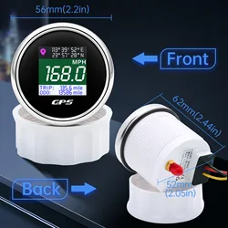 52mm Digital GPS Speedometer TFT Screen Odometer adjust Mph Knot Km/h Speed Gauge For Boat Car Yacht 12V 24V Bracket (optional)