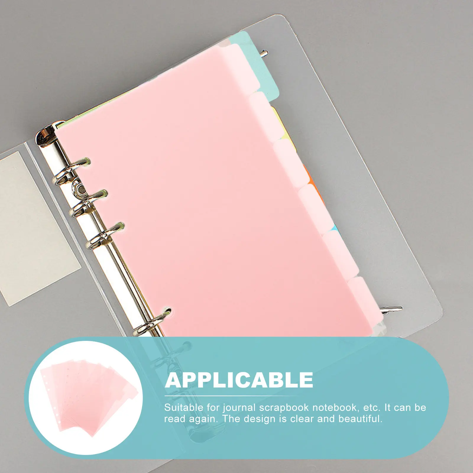 

6 Sheets Notebook Binder Dividers Index Divider A6 Detachable Tab Pages for Easy Organization and Efficient Note Management