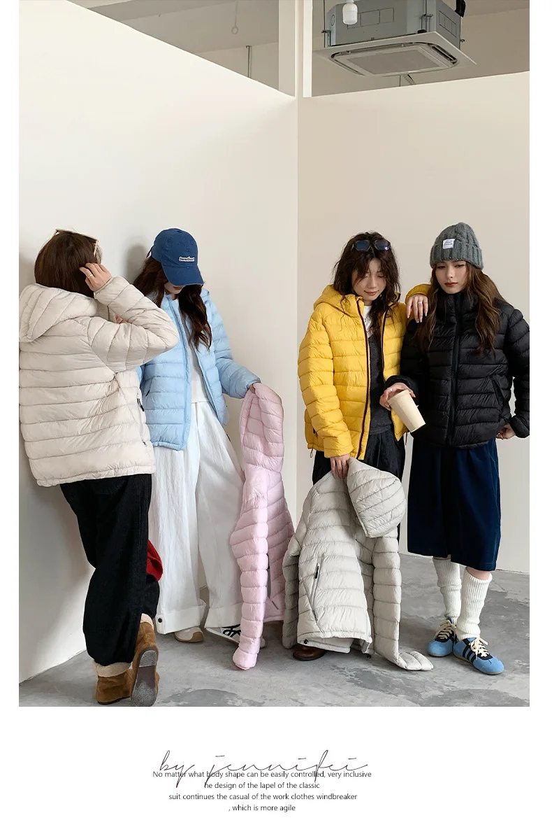 Solid Lightweight Hooded Padded Jacket Women Autumn Winter Casual Outdoor Soft Puffer Jacket Woman All Match Korean Warm Parkas