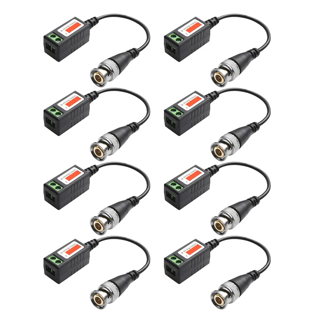 Passive Video Balun Connector 4 Pairs 4K 8MP Resolution for AHD CVI CVBS CCTV Systems with Gold Plated BNC and UTP Support