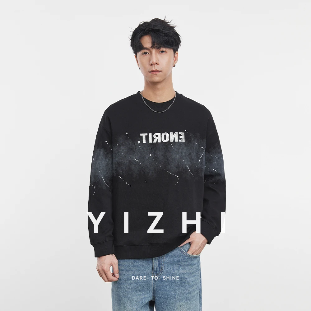 

Fashion Men's Letter Embroidery Round Neck Long Sleeve Sweater 2025 Autumn Winter New Heavy Loose Long Sleeve Top Men's Pullover