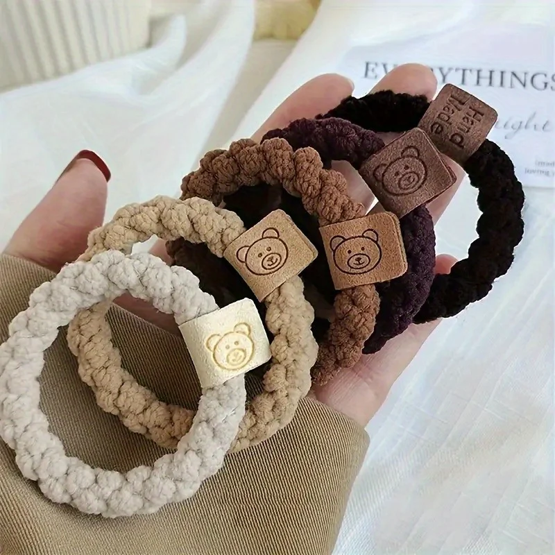 Fivecolor Set Plüsch-Zöpfe, dünner Darm-Haarring, Kopfbedeckung, einfaches Gummiband, weibliches Haargummi, hohe Elastizität, langlebiger Kopf