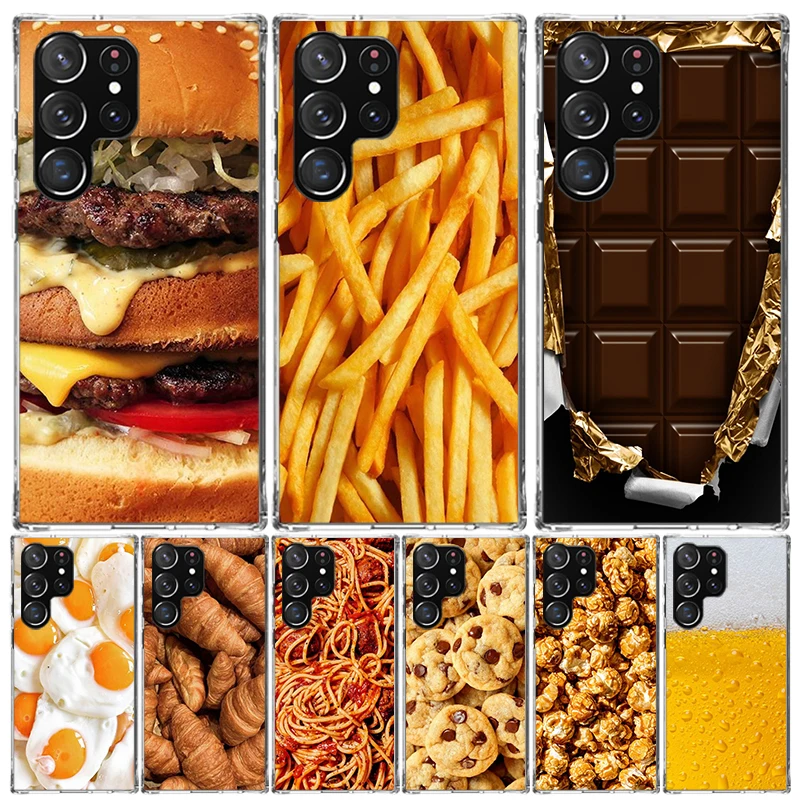 Food Fries Beer Cheese Sushi Cookie Case Phone Cover for Samsung Galaxy S24 S25 Ultra S23 Plus S22 + S21 S20 FE S10 S25 Edge Tre