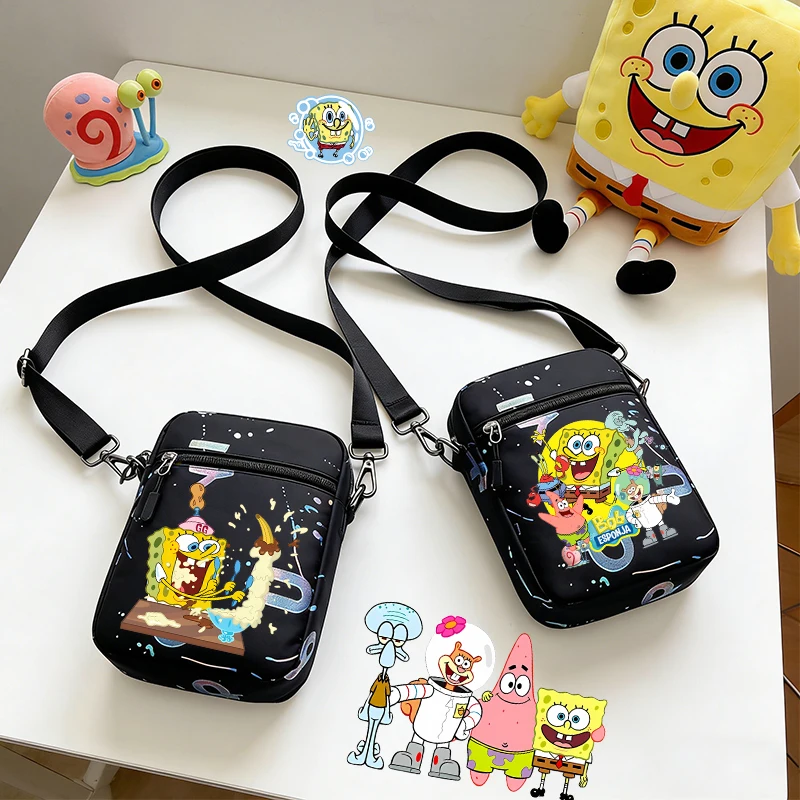 

Милая сумка через плечо с изображением Губки Боба для женщин, девочек и мальчиков, сумка для путешествий, поездок в школу, с героями мультфильмов и аниме, большая вместительная сумка-кроссбоди.