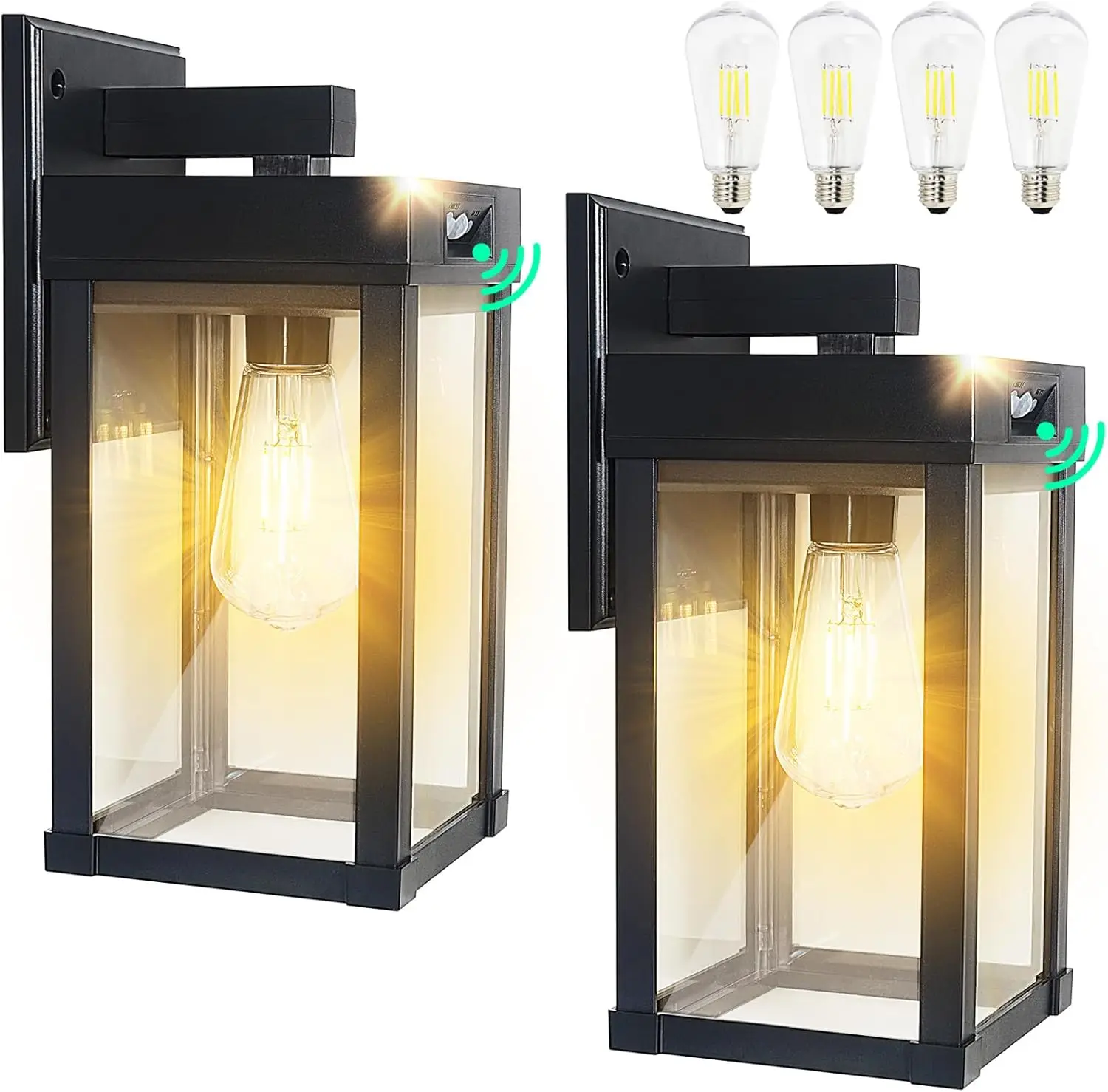 

Комплект из 2 солнечных настенных светильников для улицы, водонепроницаемые, с 3 режимами и датчиком движения, от заката до рассвета, для крыльца, гаража, двора, ворот