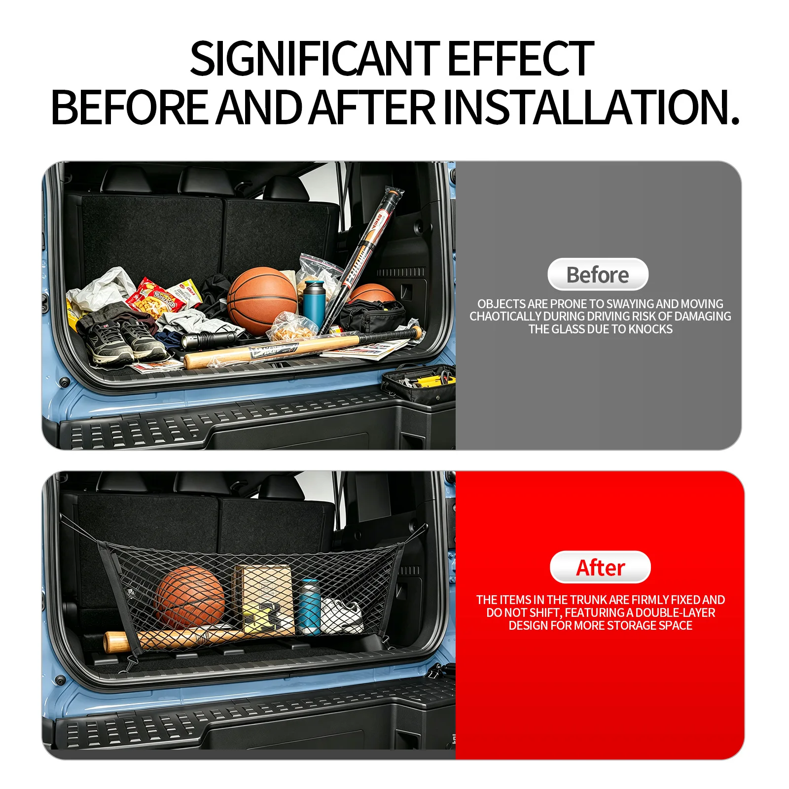 For Toyota Land Cruiser FJ 2026 Car Trunk Mesh Pocket Elastic Trunk Cargo Net Stretchable Luggage Storage Organizer Accessories