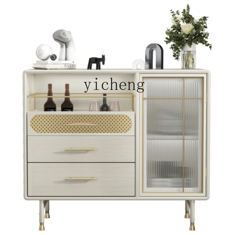 

Small Apartment Induction Lamp Storage Side Cabinet Modern Simple Solid Wood High-End Sideboard Cabinet