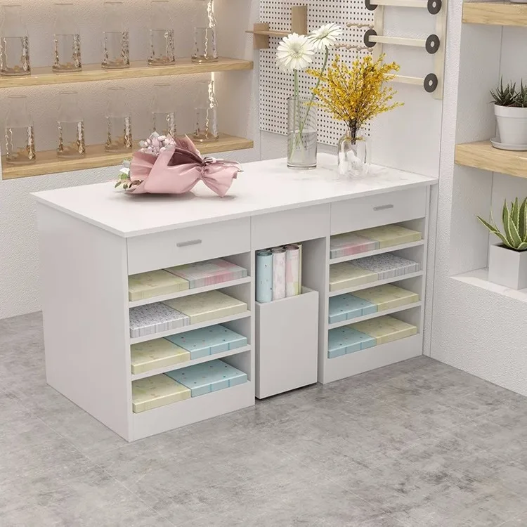 Multifunctional Console Flower Arrangement Display Stand Wrapping Paper Storage Cabinet Flower Shop Flower Stand Drawer Table