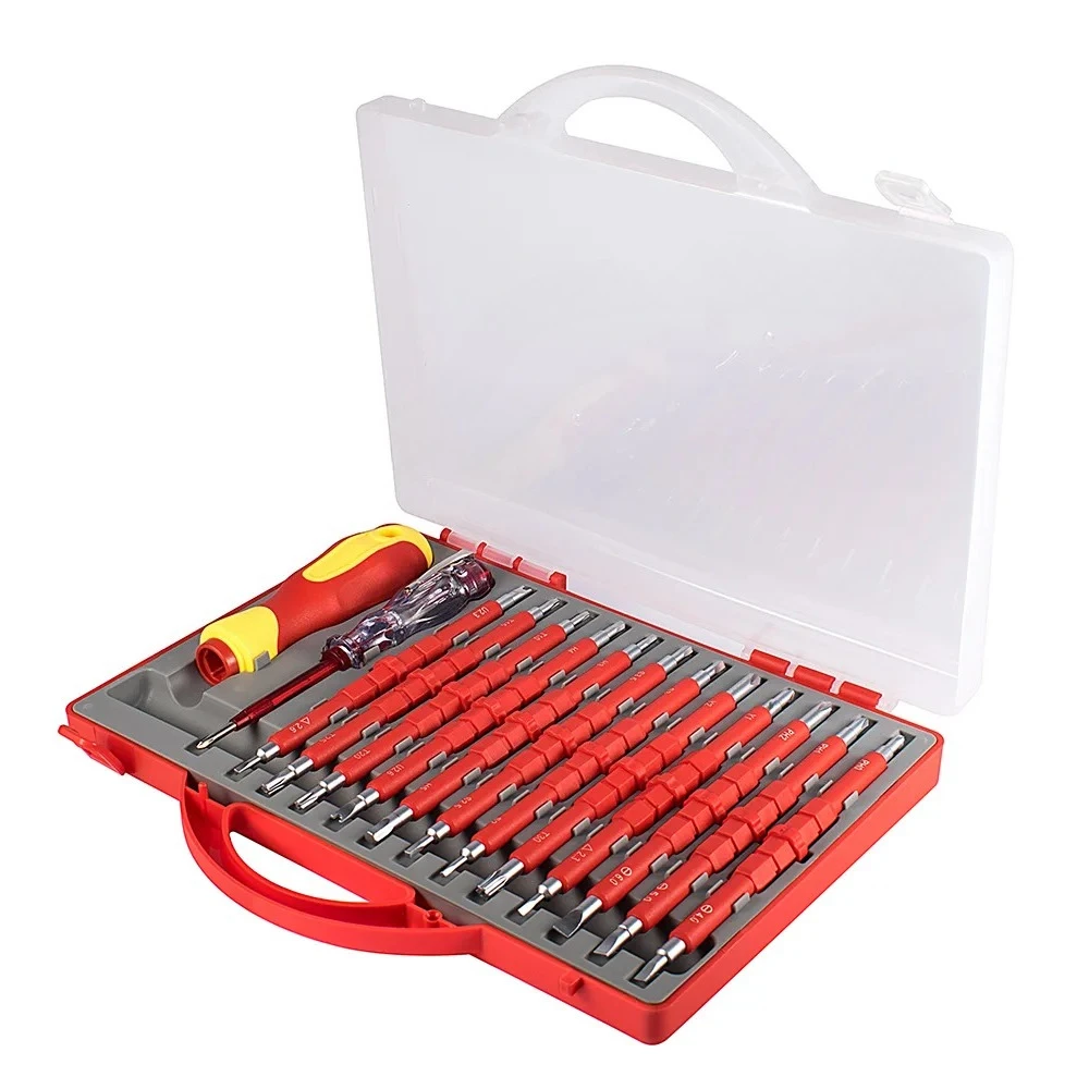 

For Electrician Professional Tools Magnetic Screw driver Bits Insulation Hand Tools 26 in 1 Insulated Screwdriver Set