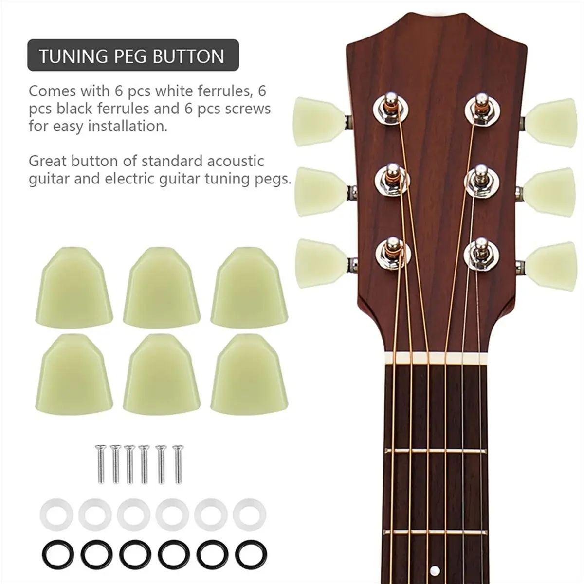 ABJX Guitar Tuning Pegs Machine Heads, Acrylic Buttons for Guitar,Knob Handles for Folk Guitars and Electric Guitars DROP SHIPPI