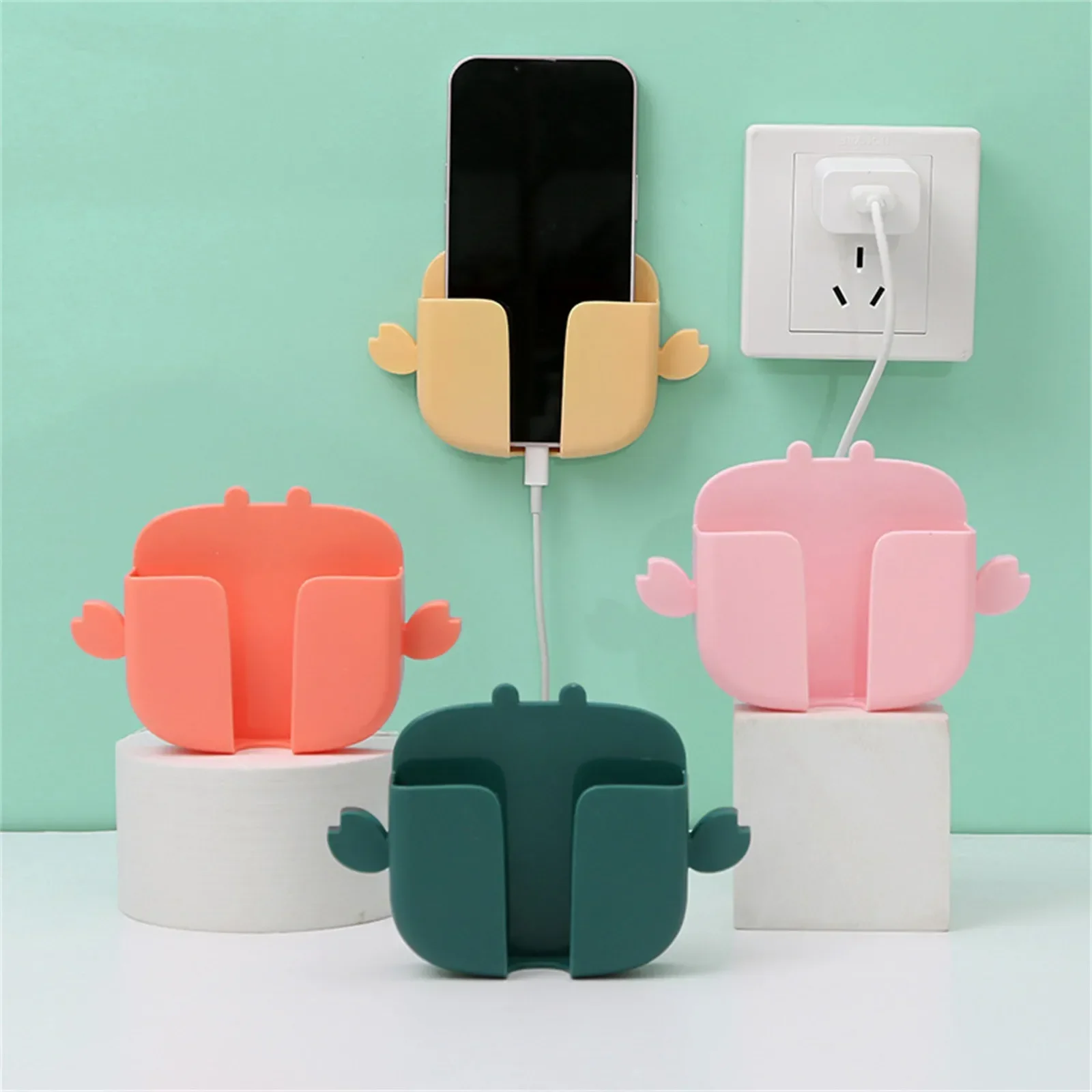 Cute Little Crab Wall Mounted Storage Box Mobile Phone Plug Holder Stand Rack Remote Control Storage Organizer Case Racks