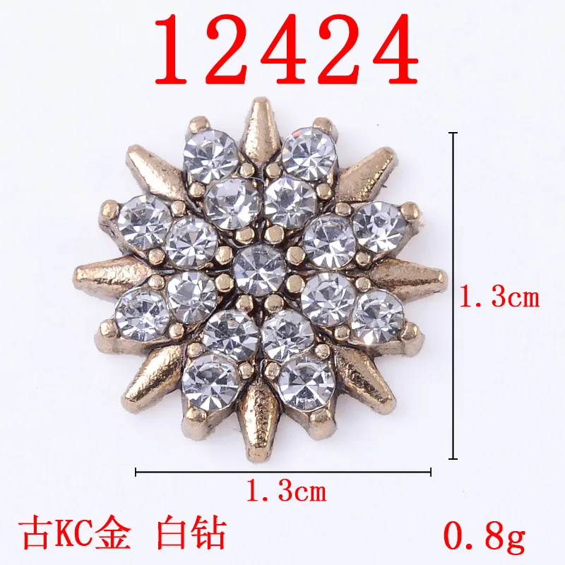 10 Pcs/Lot Rhinestone Pearl Flower Plate Diamond Button Jewelry Scarf  For Hair Accessories Sewing Decorative Clothing Coat