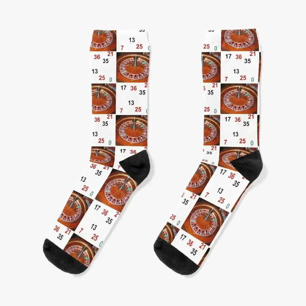 Roulette casino wheel chips and numbers Socks cotton christmas gifts custom sports Men Socks Women's