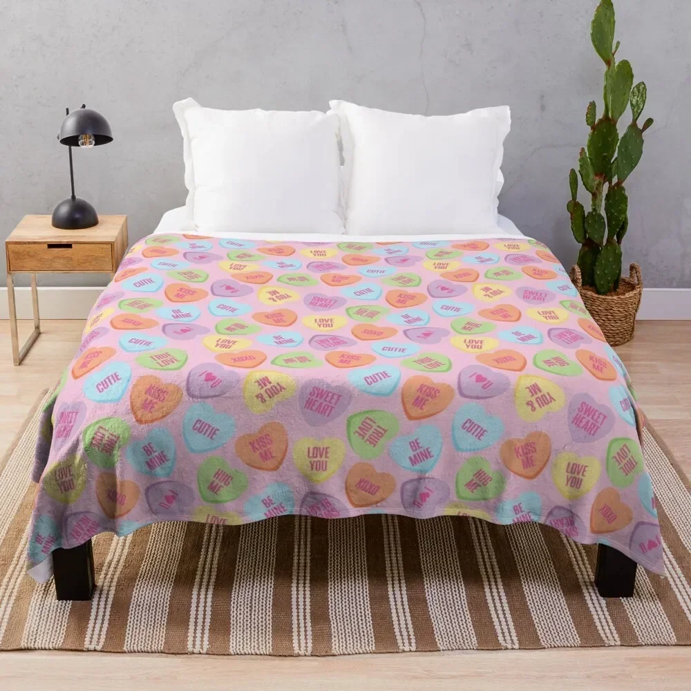 Conversation Hearts Throw Blanket Picnic Blankets For Sofas Blankets