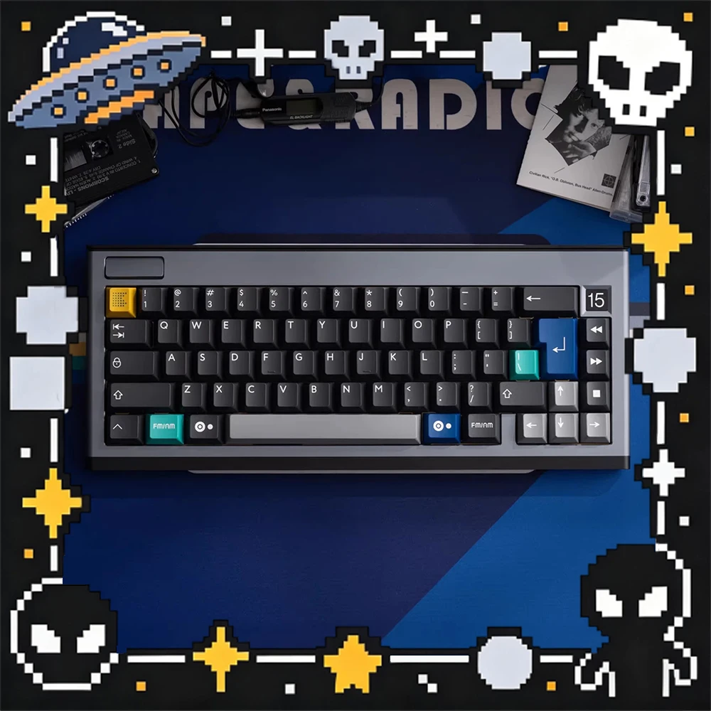 PBTfans Tape Radio PC Keycaps Tape Customization Sports Keyboard Keycaps Two Color ABS Factory Height For PC Accessories Gifts