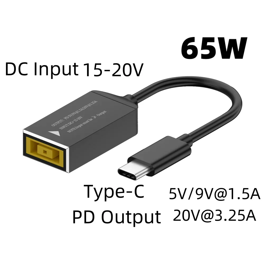 65W 100W 140W Power Adapter Converter voor Lenovo Laptop Oplader Vierkante Plug DC Ingang naar USB C PD Uitgang Snelle Oplaadkabel