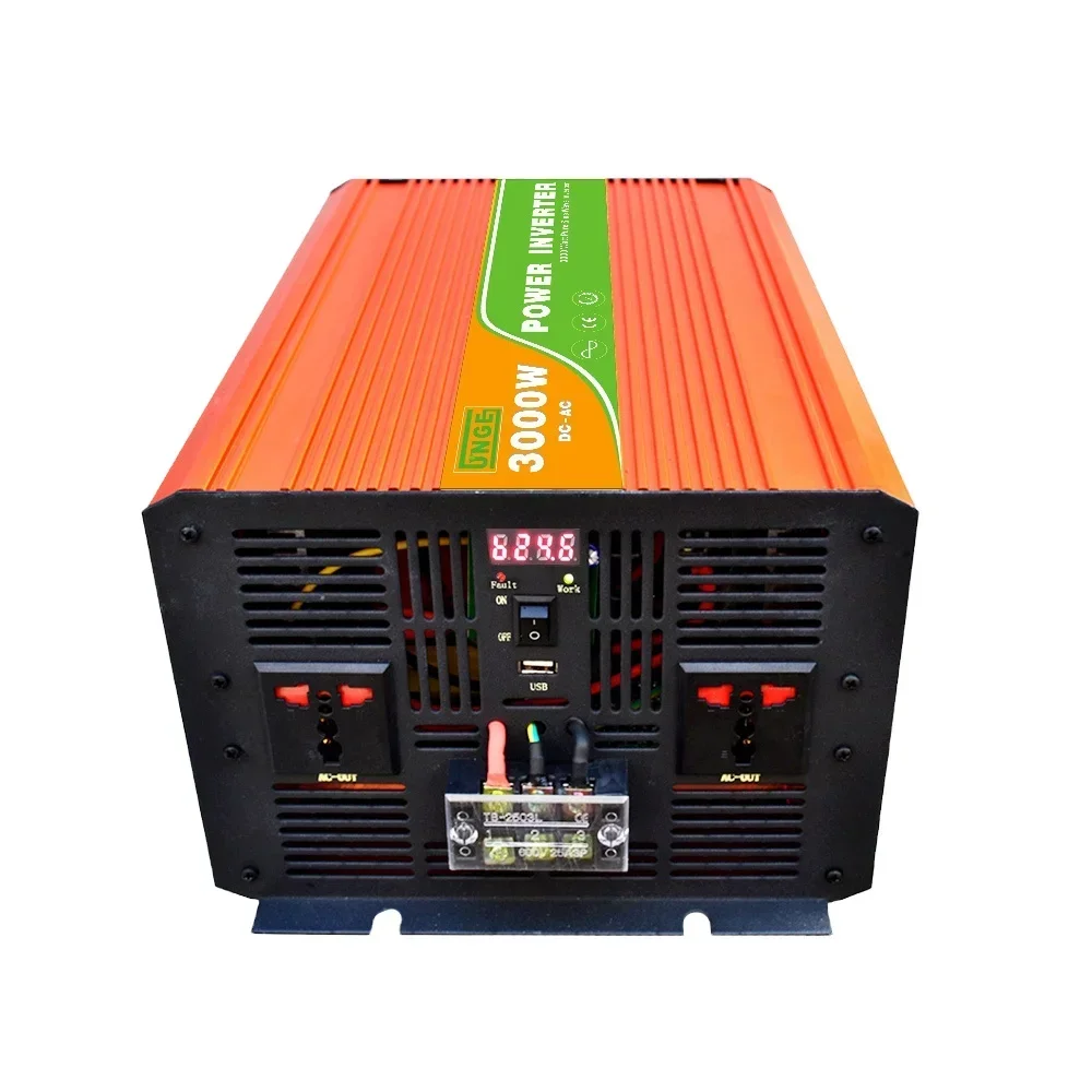 純粋正弦波ソーラーインバーター 3000W 電力 DC 12V 24V から AC 220V 電圧 50/60HZ コンバーター ソーラーカーインバーター LEDとUSB付き