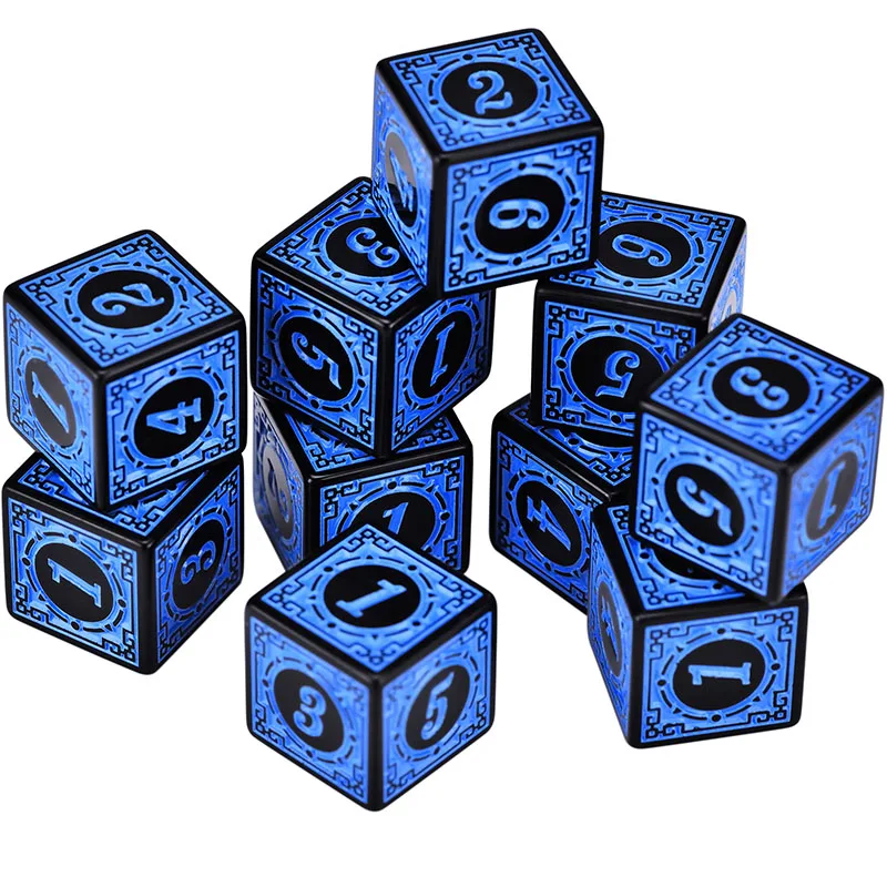 50 Stück/Set Acryl-Würfelset D6 mit Gravurmuster Polyeder-Würfel 6-seitige Spielwürfel für RPG Dungeons and Dragons Brettspiel – Detail 7