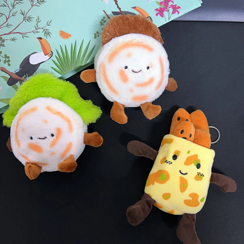 [Nur] Chinesisches Essen Plüsch Oy Schlüsselanhänger Cartoon Pfannkuchen Rougamo Weiche Angefüllte Puppe Anhänger Auto Schlüsselanhänger Rucksack Tasche Dekor Kind Geschenk
