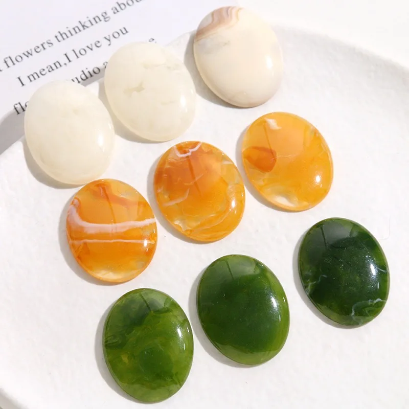 

Free shipping 50pcs/lot 28*23mm color print geometry ovals shape resin cabochon beads diy jewelry garment hair accessory