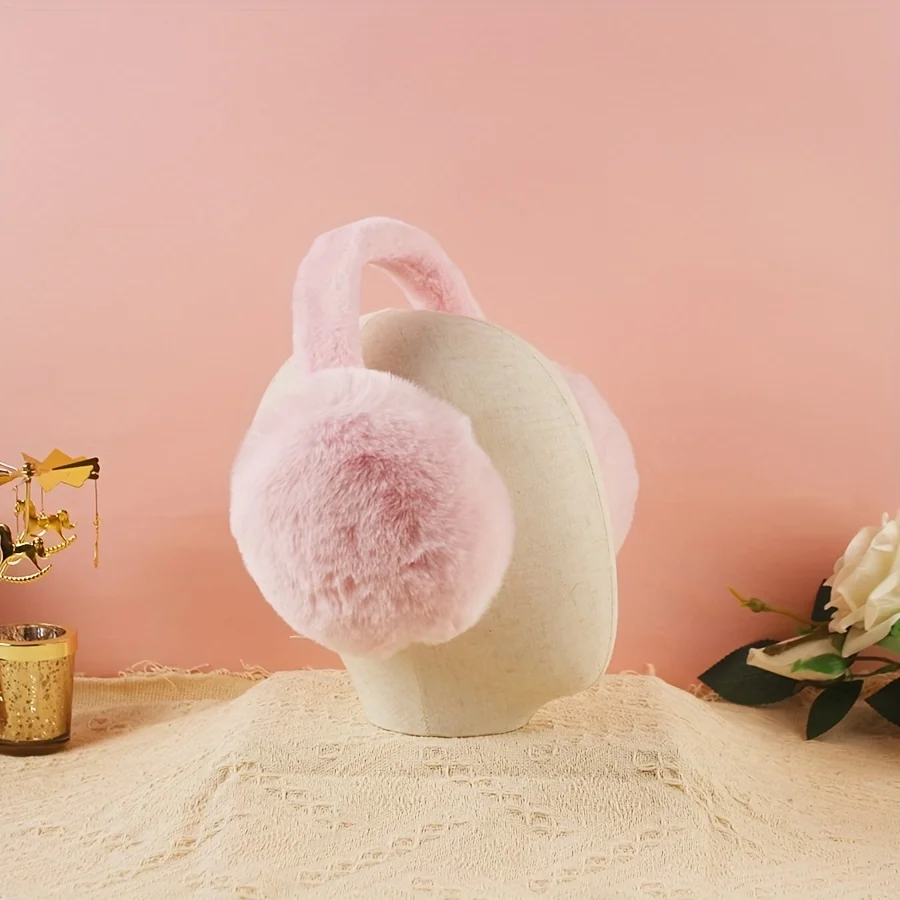 1PC Plush Fleece Ear Muffs Soft Stretchy Winter Ear Warmers Cute Anime Style Pastel  Earmuffs For Women Teens