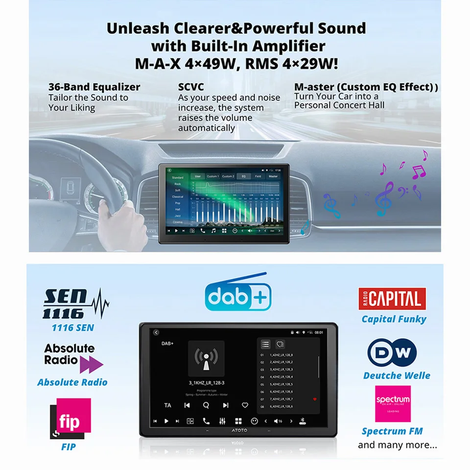 10 inch QLED Android Car Stereo 8G+128G Bluetooth Apple Carplay