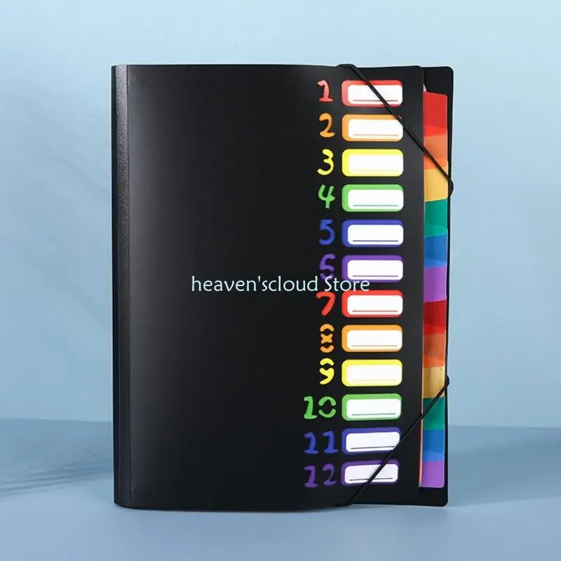 Y88B 2pcs/set Expanding File Folder 12-pocket Organ Documents Organiser Case for School Office Supplies