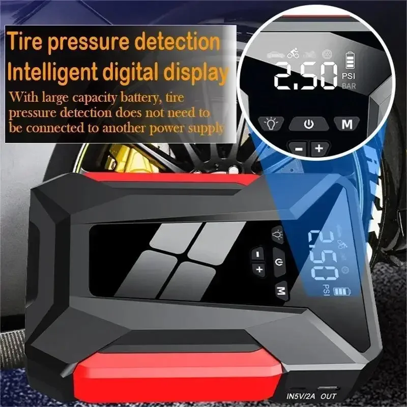 28000mAh Car Jump Starter Multifunctional Automotive Emergency Power 150PSI Tire Inflator Powerbank Air Pump With Bag