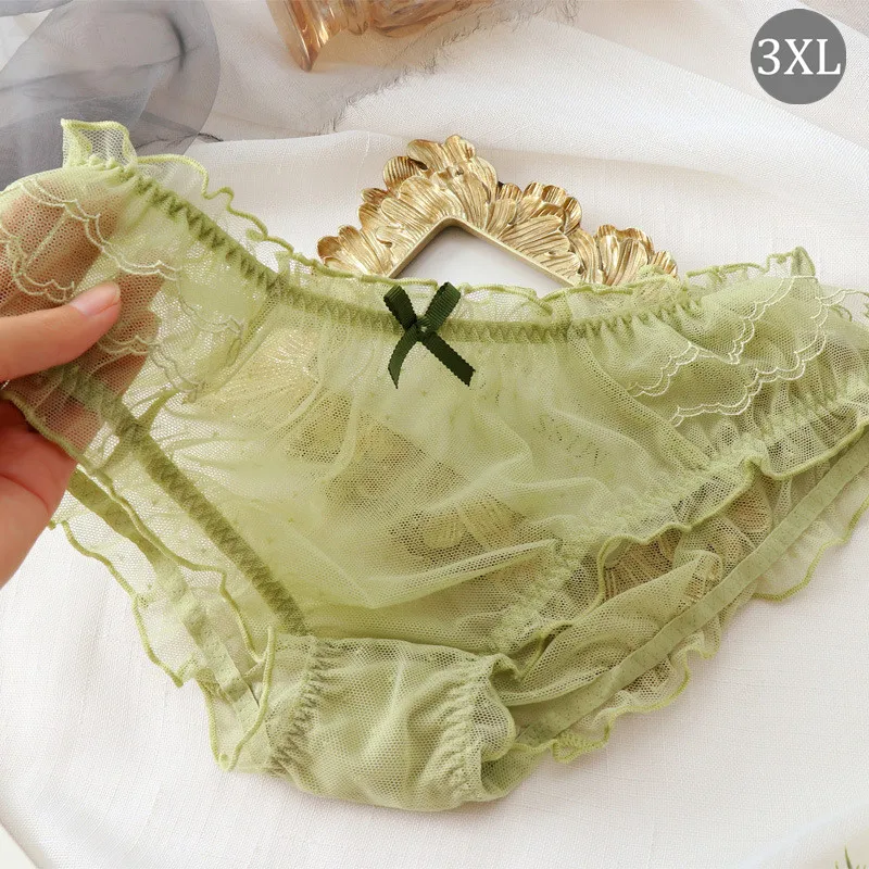 M-XXXLWomen underwear Large women underwear Lace briefs Mesh girly underwear Sexy women underwear Candy color underwear women