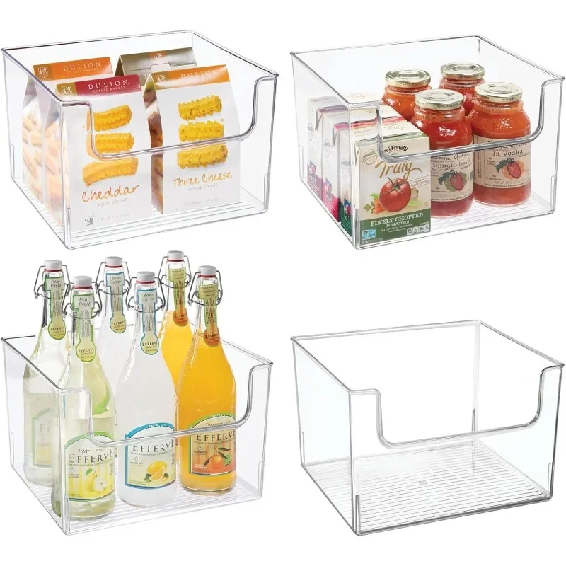 

Set of 4 Fridge Storage Organiser – Kitchen Storage Box for Food and Vegetables – BPA-Free Plastic Freezer Compartment Drawer